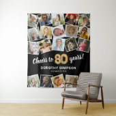 80. Geburtstags-Multi-Foto-Hintergrund Wandteppich (Beispiel)