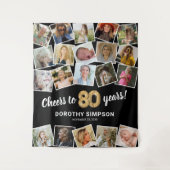 80. Geburtstags-Multi-Foto-Hintergrund Wandteppich (Vorderseite)