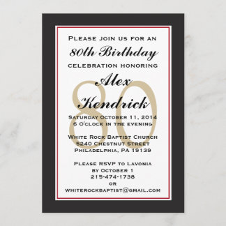 80. Geburtstags-Party Einladung