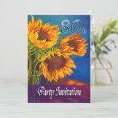 80. Geburtstags-Party Einladung - Sonnenblumen (Stehend Vorderseite)