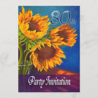 80. Geburtstags-Party Einladung - Sonnenblumen