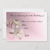 80. Geburtstags-Party Einladung - weiße Lilien (Rückseite)