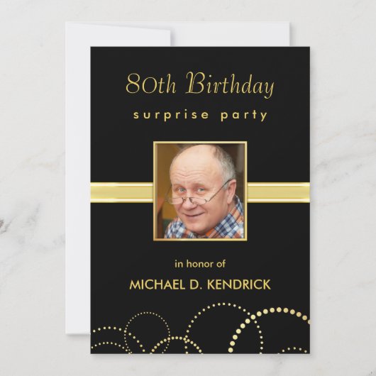 80. Geburtstags-Party Einladungen - Foto optional (Vorderseite)