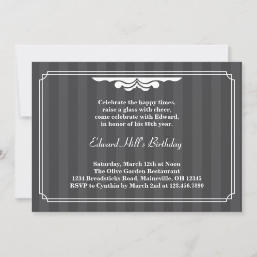80. Geburtstags-Party-elegante Einladung (Vorderseite)