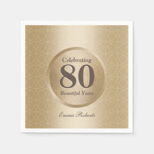 80. Geburtstags-Party-Monogramm-Gold elegant Serviette