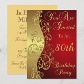 80. Geburtstags-Party-personalisierte Einladung (Vorne/Hinten)