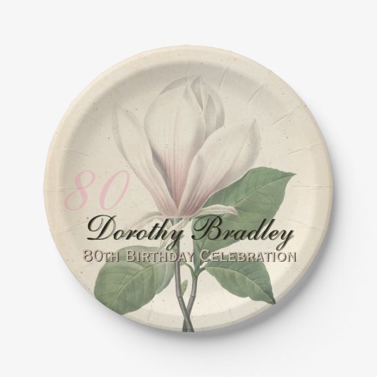 80. Geburtstags-Party-Vintager Pappteller (Vorderseite)