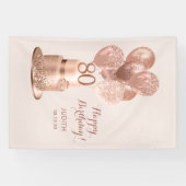 80. Geburtstags-Rose Gold Cake Banner (Horizontal)