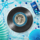 80. Geburtstags-Schallplatte Blau Pappteller (Party)