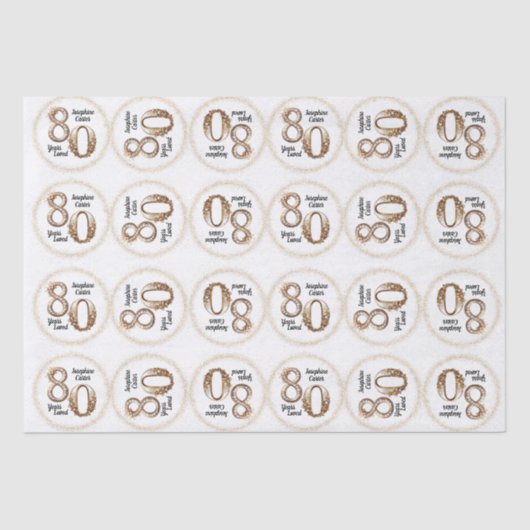 80. Geburtstags-Tissue Paper Seidenpapier (Vorderseite)