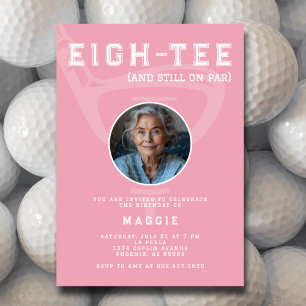 80. Geburtstagsfeier Damen Golf Foto Pink Einladung