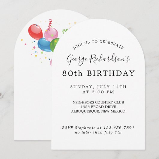 80. Geburtstagsfeier Einladung (Vorne/Hinten)