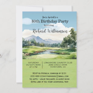 80. Geburtstagsfeier Herren-Golf-Themenparty Einladung