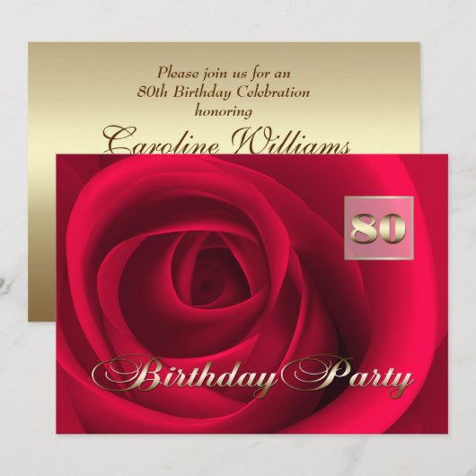 80. Geburtstagsfeier individuelle Einladungen (Vorne/Hinten)