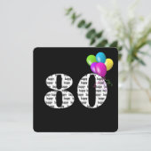80. Geburtstagsfeier mit Ballon-Bunch Einladung (Stehend Vorderseite)