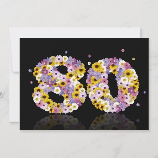 80. Geburtstagsfeier mit Blumenbriefen Einladung (Vorderseite)