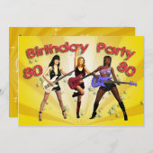 80. Geburtstagsfeier mit einer Mädchensband Einladung (Vorne/Hinten)
