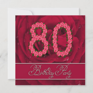 80. Geburtstagsfeier mit Rose Einladung