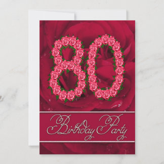 80. Geburtstagsfeier mit Rose Einladung