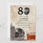 80. Geburtstagsfeier | Oldtimer-Auto & Whiskey Einladung (Vorderseite)