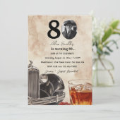 80. Geburtstagsfeier | Oldtimer-Auto & Whiskey Einladung (Stehend Vorderseite)