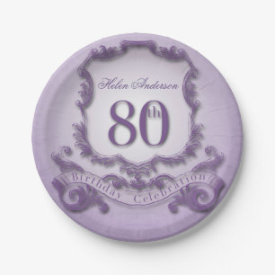 80. Geburtstagsfeier Vintager Rahmen Pappteller