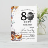 80. Geburtstagsfeier, Whisky und Getränke Einladung (Stehend Vorderseite)