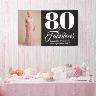 80. Geburtstagsfoto-Party-Dekor Schwarz Weiß Banner