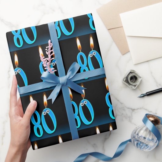 80. Geburtstagskandale mit Augenbrauen Geschenkpapier (Schenken)