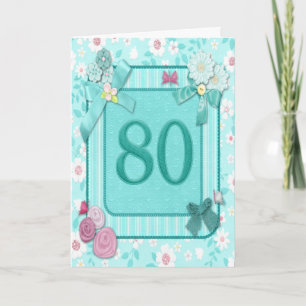 80. Geburtstagskarte mit Blume Karte