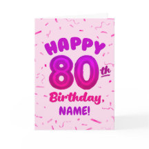 80. Geburtstagskarte mit individuellem Namen und L