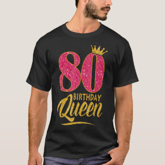 80. Geburtstagskönigin 80 Jahre Altes Mädchen Kron T-Shirt
