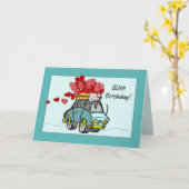 80. Geburtstagskraftwagen Karte (Gelbe Blume)