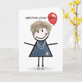 80. Geburtstagsmarine mit Red Balloon Karte (Gelbe Blume)