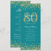 80. Geburtstagsmenü dank Gold Turquoise Einladung (Vorne/Hinten)