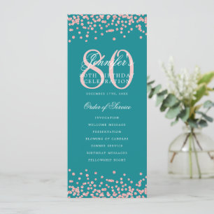 80 Geburtstagsmenü dank Rose Gold Turquois Einladung