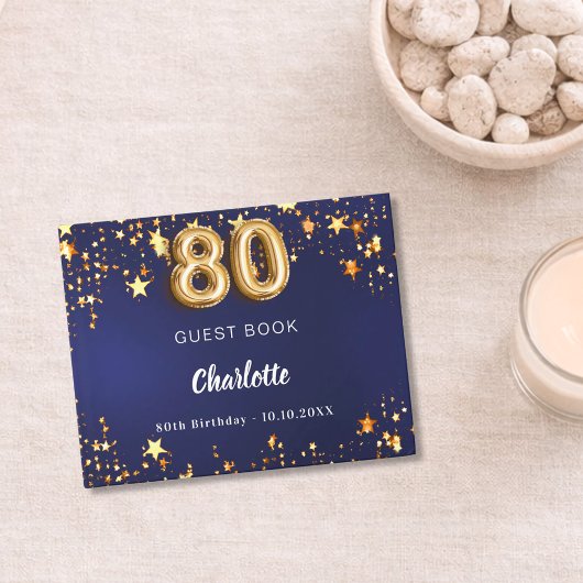 80. Geburtstagsnacht blaue goldene Sterne Gästebuch