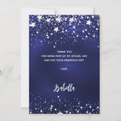 80. Geburtstagsnavy blauen Silberstars Foto Dankeskarte (Rückseite)