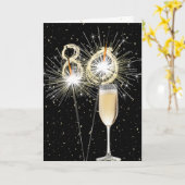 80. Geburtstagsparkler mit Weißwein Karte (Gelbe Blume)