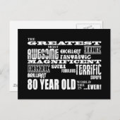 80. Geburtstagsparty Bestes achtzigjähriges Einladungspostkarte (Vorne/Hinten)