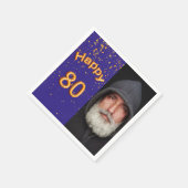 80. Geburtstagsparty Blue Gold Foto Serviette (Ecke)