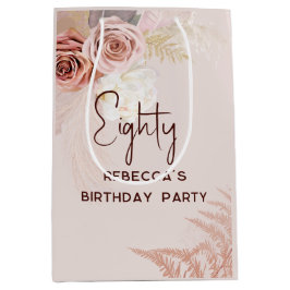 80. Geburtstagsparty Boho Floral Custom Mittlere Geschenktüte