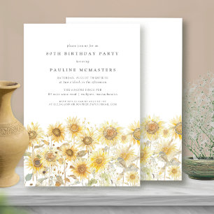 80. Geburtstagsparty Boho Summer Sunflower Garden Einladung