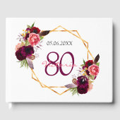 80. Geburtstagsparty burgundy Blumengeometrie Gästebuch (Vorderseite)