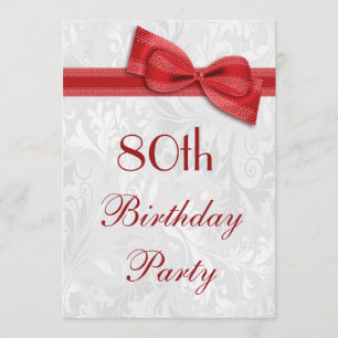 80. Geburtstagsparty Damask und Imitate Bow Einladung