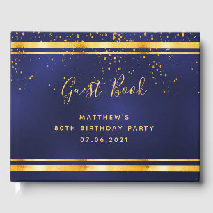 80. Geburtstagsparty dunkelblaue Goldkonfetti Gästebuch