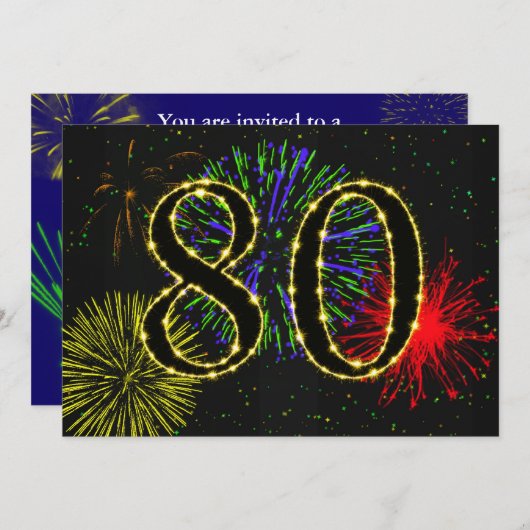 80. Geburtstagsparty Einladung (Vorne/Hinten)
