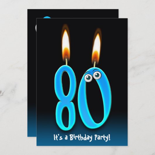 80. Geburtstagsparty Einladung (Vorne/Hinten)