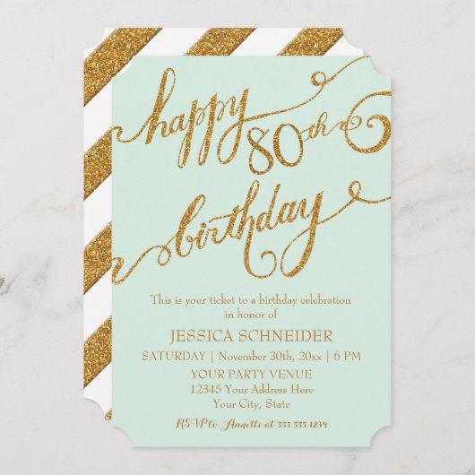 80. Geburtstagsparty Einladung (Vorne/Hinten)