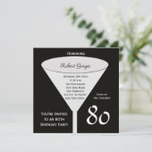 80. Geburtstagsparty Einladung 80 in Schwarz (Stehend Vorderseite)